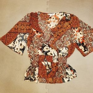 BCBG GENERATION SHEER FLORAL TOP